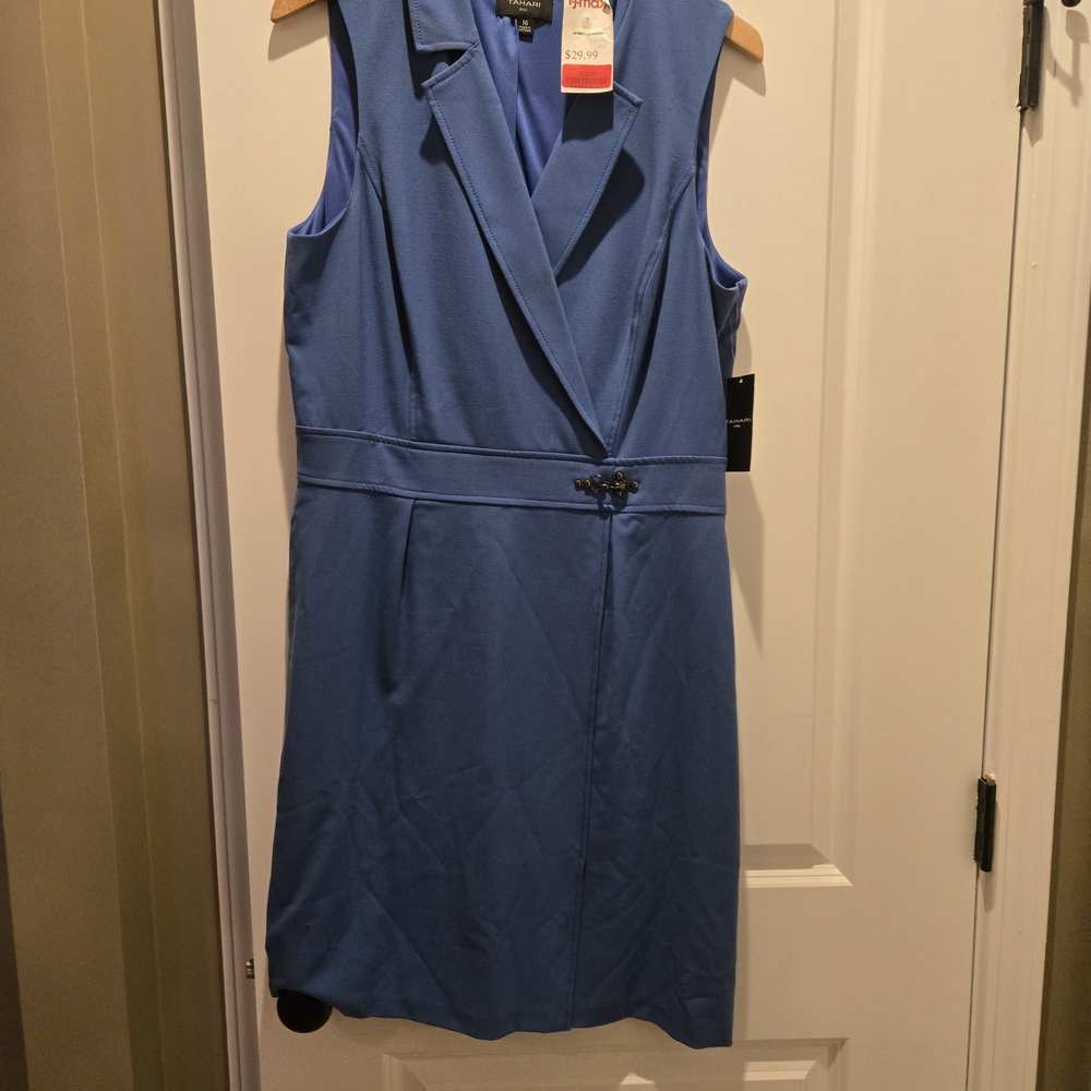 Tahari Blue Sleeveless Mini Dress